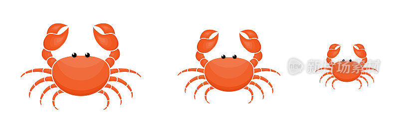Crab characters three sizes set.